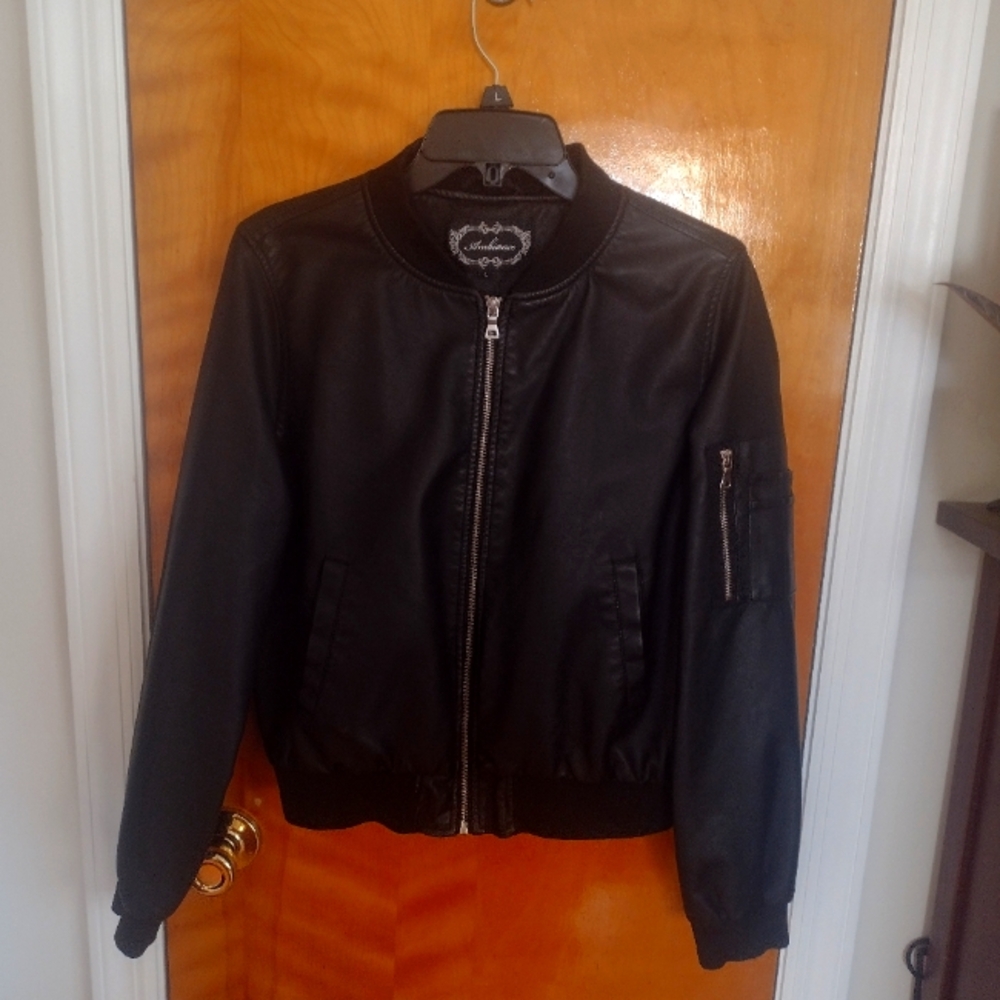 Faux leather black jacket NWOT